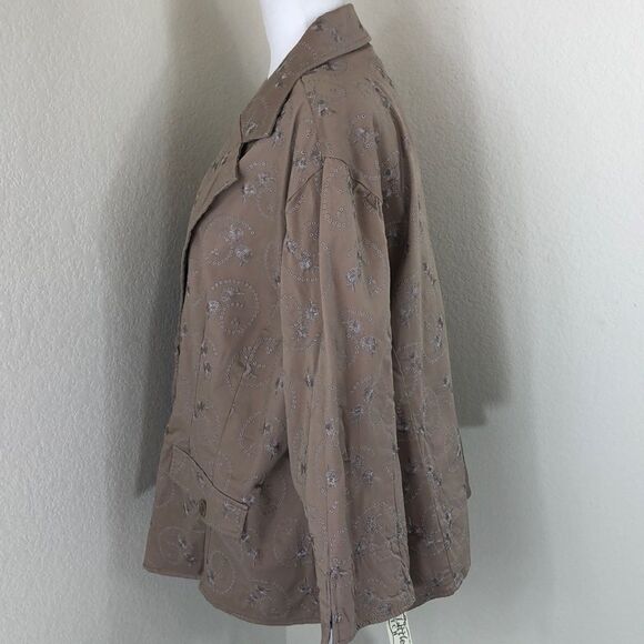 Live A Little Tan Brown Embroidered Blazer Size 2X NWT - Picture 5 of 7